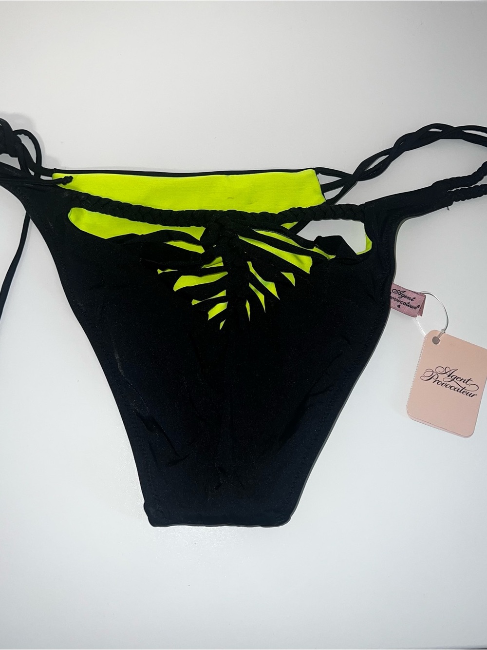 Agent Provocateur Black Bikini with Green Striped Cups New - Picture 7 of 8